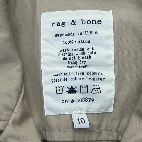 Rag‎ & Bone Trench Dress Womens 10 Khaki Tan Pilot Military Minimalist Full Zip - Picture 5 of 14